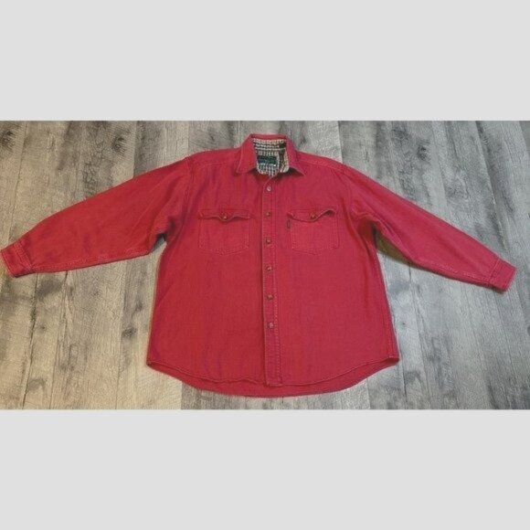 North River Outfitters Mens Flannel Shirt Large LT Red Button Long Sleeve Winter - Picture 1 of 10